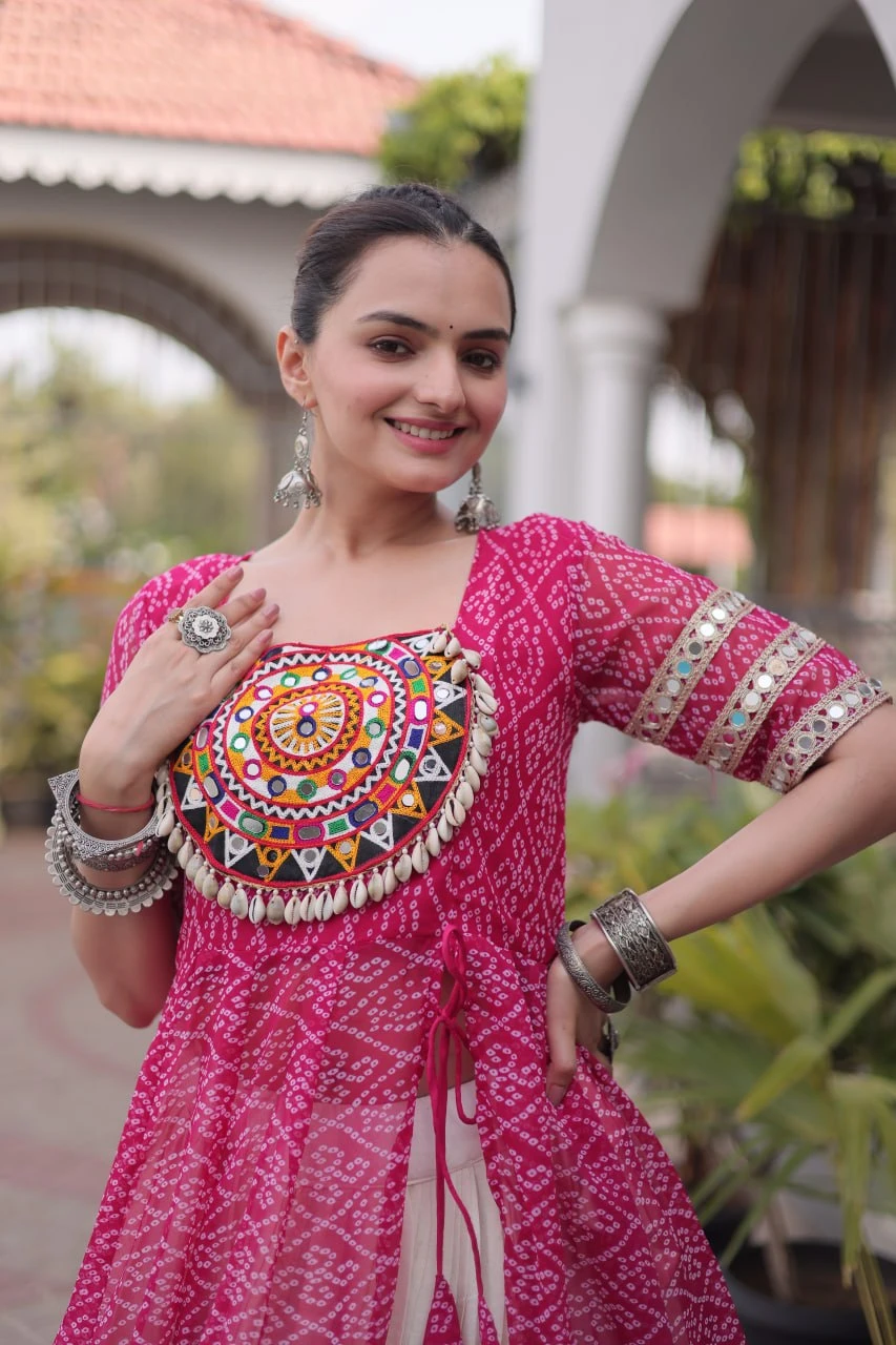 Purple Color Bandhani Printed Kurti | Rani Pink Color