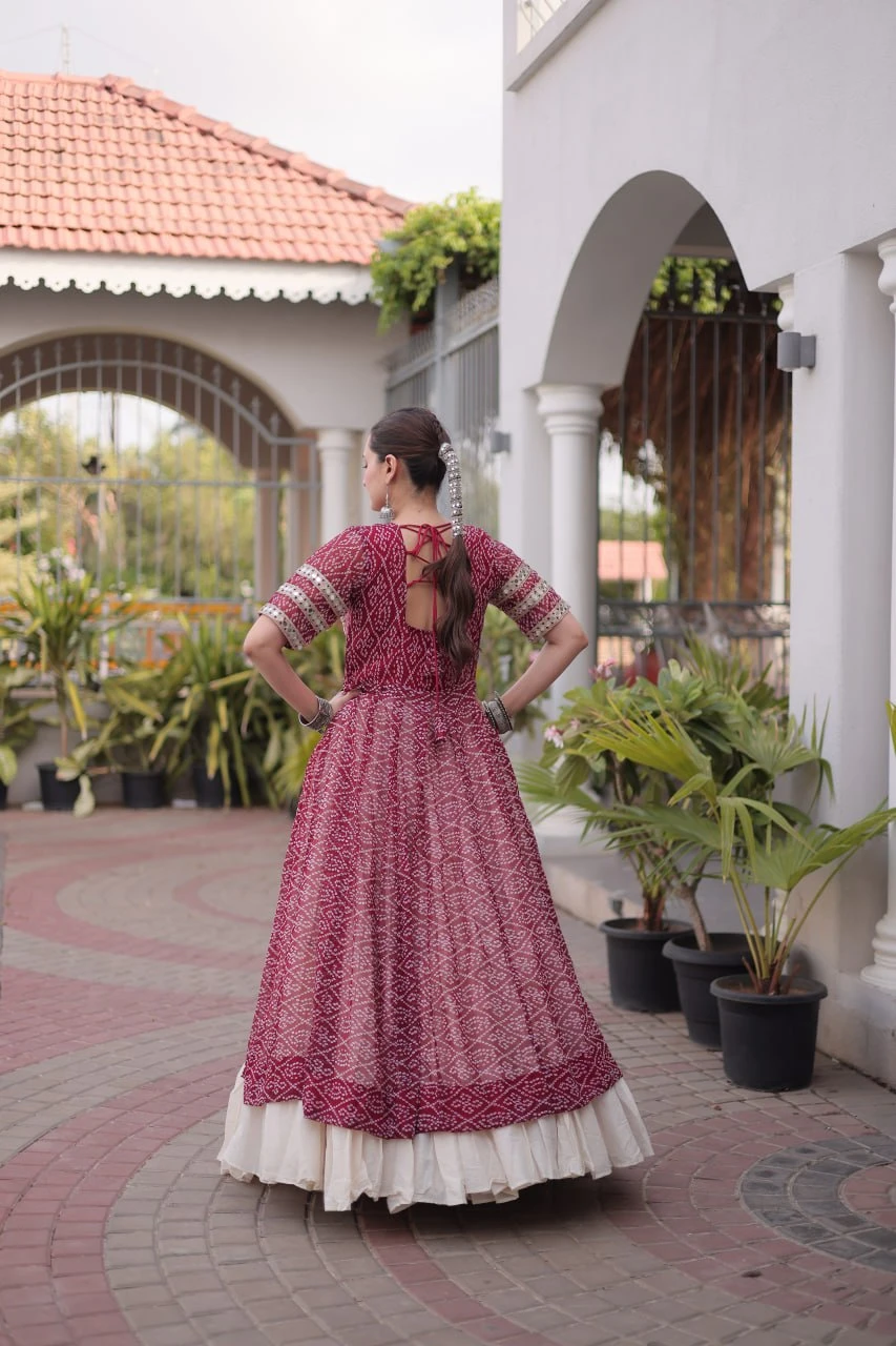 Purple Color Bandhani Printed Kurti | Red Color