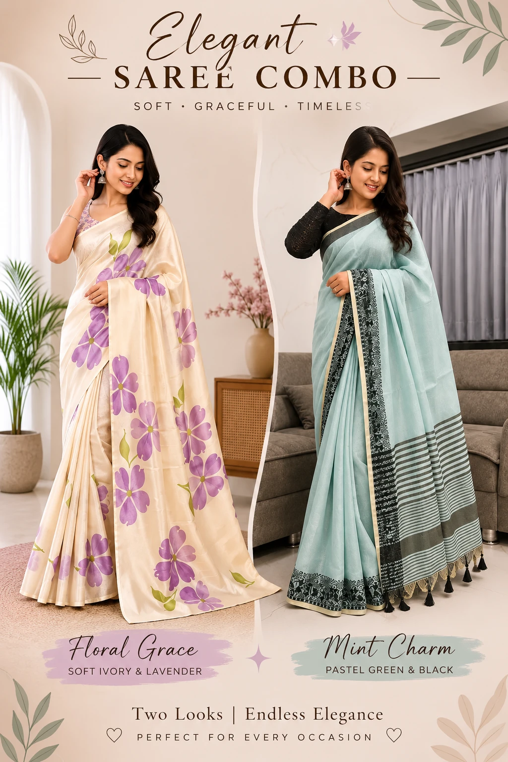 Designer Silk Sarees Combo – Buy 1 Get 1 FREE