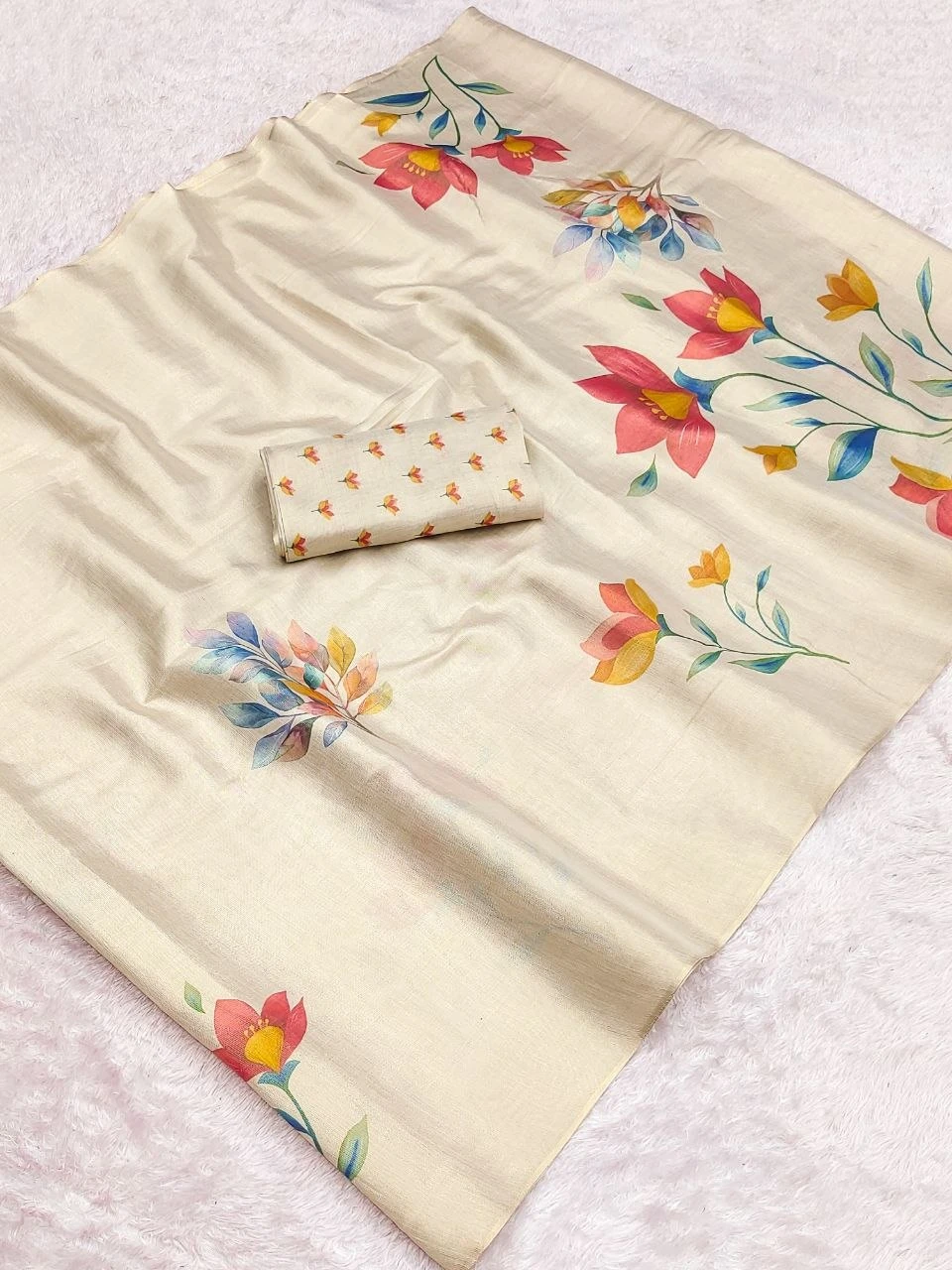 Linen Tissue Silk Saree with Matching Blouse | 6.30 Meter Elegant Saree for Women