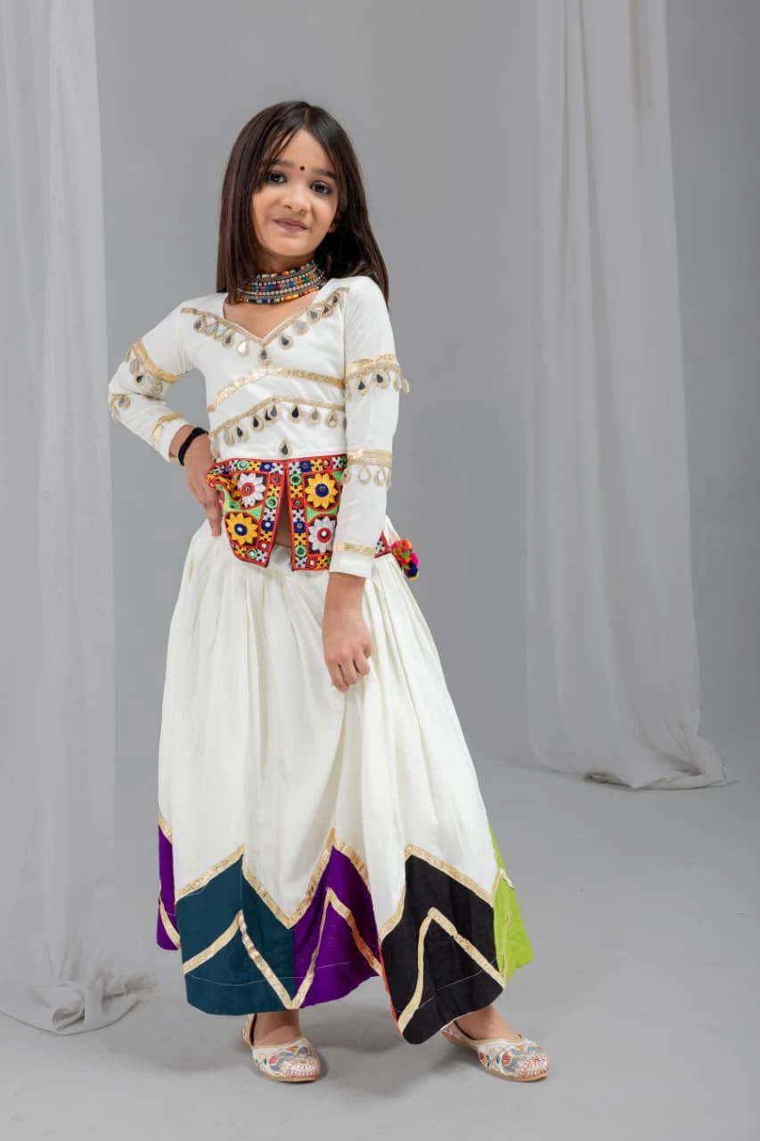 Girls Navratri Lehenga Choli Set | Pure 21 KG Rayon Cotton | Gota Patti & Gamthi Work | 2-15 Years | Free Shipping | COD Available